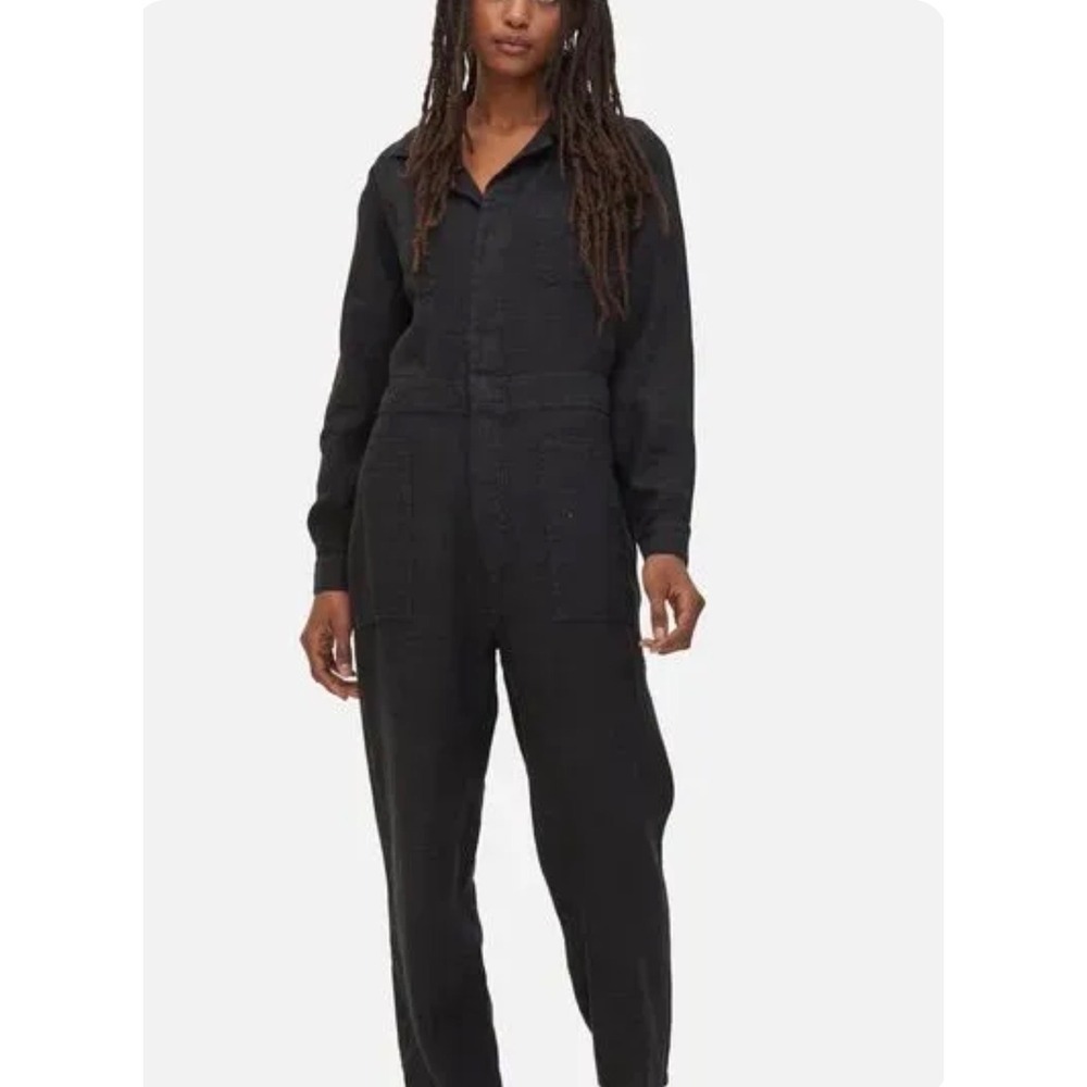 MATE the Label Linen Utility Jumpsuit Button Front Coverall artsy natural boho